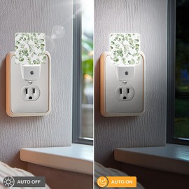 Jahiona LED Night Light Lamp with Smart Sensor Dusk to Dawn Sensor,Eucalyptus Leaves Pattern Night Light Daylight White,0.5W Plug-into Wall for Adults,Bedroom,Bathroom,Hallway,Kitchen