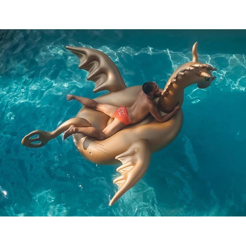 Giant Inflatable 103" Golden Dragon Pool Float - Luxy Float