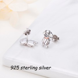JZMSJF S925 Sterling Silver Dog Earrings Animal Stud Earrings Cute Panda Bunny Cat Puppy Dangle Earring Animal Jewelry Gifts for Women