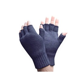 HEAT HOLDERS - Mens Winter Warm 3.2 TOG Fleece Lined Insulated Knit Thermal Fingerless Gloves (One Size, Navy)