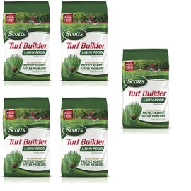 Scotts Turf Builder Lawn Food, 12.5 lb. - Lawn Fertilizer Feeds and Strengthens Grass to Protect Against Future Problems - Build Deep Roots - Apply to Any Grass Type - Covers 5,000 sq. ft. - 5 Pack