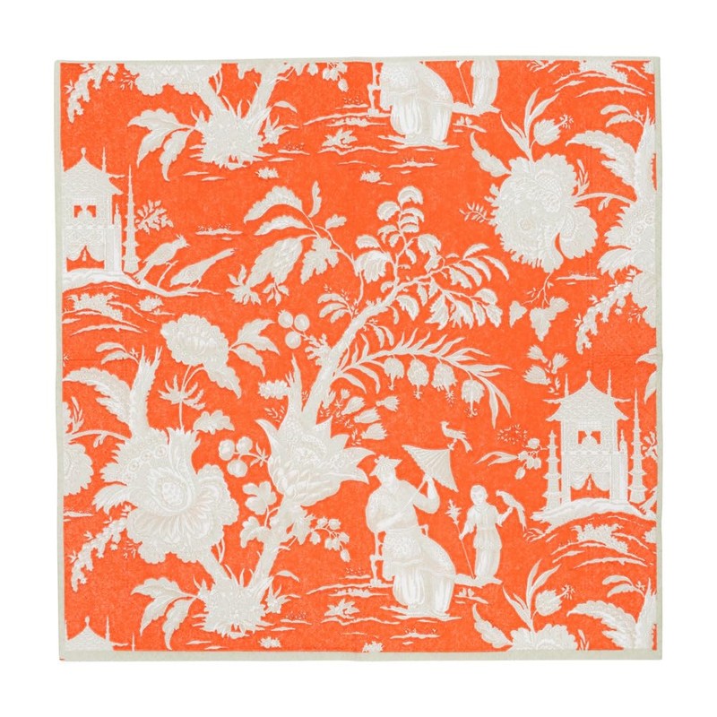 Caspari Silk Road Toile Mandarin Cocktail Napkins - 20 Cocktail