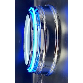 Gulf 19" Gulf Gas Oil Logo Sign Double Neon Clock Blue Neon Man Cave Bar Garage