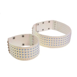 HENGYID African chocker Necklace Rivet style Egypt Punk Gothic Resin Chunky Leather Choker Collars- Ankara Jewelry - Kente Choker old& Bib African Necklace Jewelry (WHITE)