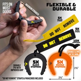 Door Guard First Responder Door Stop (10 Pack) - Molle Compatible Tactical Door Stop for Police, Firefighters, EMS, EMT with Do Not Remove Tags, Emergency Wedge (5 Black, 5 Orange