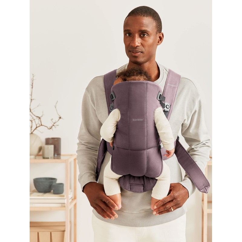 BabyBjörn Baby Carrier Mini, Cotton, Dark Purple | Newborn Carrier