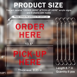 Order Here and Pick Up Here Signs,2 Pack Order Here Pick-Up Here Signs,Suitable for Restaurants, Cafes, and Bars,Bakery-13.5"x6"-Transparent