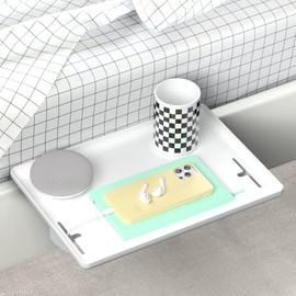 BedShelfie CableCatch Bedside Shelf Caddy & Bunk Bed Shelf College Dorm Room Essentials Table Tray for Top Bunk Organizer Seen On Business Insider Nightstand (CableCatch Style, White Plastic)