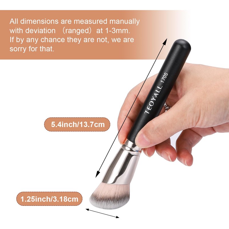TEOYALL Angled Foundation Contour Brush, Synthetic Kabuki Brush for Concealing