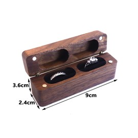 Wedding Ring Box with 2 Slots, Walnut Wooden Ring Box, Engagement Ring Holder Box, Vintage Square Wedding Ring Box for Engagement Proposal Wedding