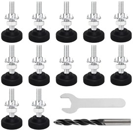 lbxtswpl Adjustable Feet, M8 x 50 mm, Pack of 12 Adjusting Plates, Adjustable Feet, Adjusting Screw, Levelling Feet for Table Legs, Chair Legs, Furniture Legs