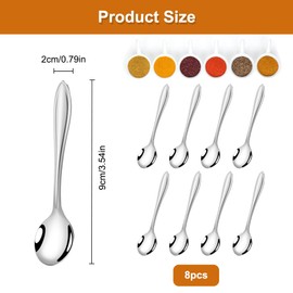 Pack of 8 Tiny Stainless Steel Spoons, 9 x 2 cm Espresso Spoons, Cute Small Stainless Steel Spice Spoons, Scoop Small Spoons, Spice Spoons, Stainless Steel Espresso Spoons, for Salt, Sugar, Honey