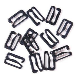 Porcelynne Black Nylon Coated Metal Replacement Bra Strap Slide Hook - 1/2" (13mm) Opening - 2 Pairs (4 Pieces)