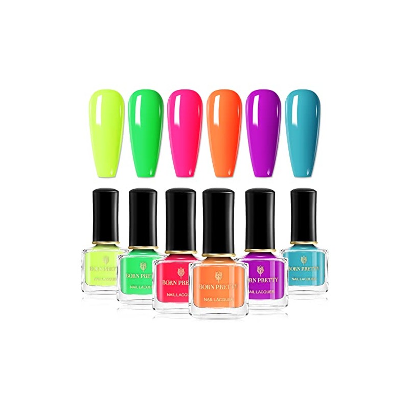 Born Pretty Neon Nail Polish Fluorescent Bright Nail Lacquer 6PCS