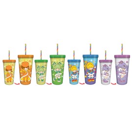 Silver Buffalo Rainbow Brite RB Color Kids Set Boxed 24oz 4 pack Color Change Plastic Tumbler