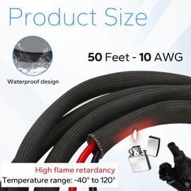 Solar Panel Extension Cable 50FT, Twin Wire MC4 Connectors Solar Wire Compatible with Home & RV Solar Panels Wire Adapter, 10AWG Solar Cabl with Flame Retardant Protective Sleeve Accessories Upgrade