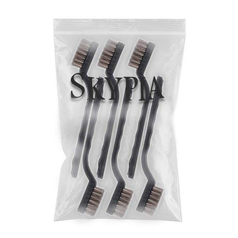 SKYPIA 6pcs Mini Wire Scratch Handle Masonry Brush Set for