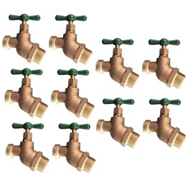 EZ-FLUID PLUMBING 3/4" FIP X 3/4" MHT Male Hose Threaded Hose Connector Hose Bib,Heavy Duty Brass No-Kink Hose Bibb Water Faucet,Outdoor Garden Hoses Spigot Shut Off Valve Hose Facuet Bibs (10 Packs)
