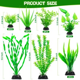 LSLYHTC Aquarium Plants Decorations, 28 Pcs Artificial Green Fish Tank Plants, Plants Aquarium Decorations for Household and Office, Various Sizes