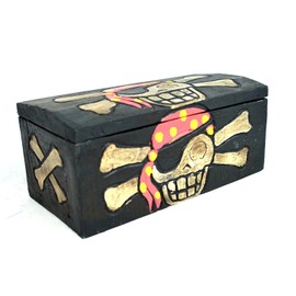 WorldBazzar Hand Carved Beautifully Detailed Treasure Box Chest Pirate with Bandanna Design