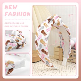 Lanmerry Easter Headbands for Women Girls Rabbit Ears Knotted Headbands Wide Hair Bands Hair Hoop Bunny Hairbands for Girls Hair Accessories Pink Rabbit