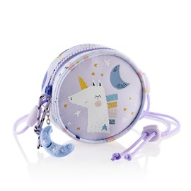 Miquelrius - Shoulder Bag, Unicorn Bag with One Compartment, Zipper and Keyring, Adjustable Drawstring and Safety System, Children's Bag 110 x 110 x 40 mm, Unicorn, Purple, 110 x 110, purple, Recycled