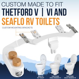 Clean Camper RV Bidet – Only Fits Thetford V, Thetford VI & SeaFlo Plastic Toilets – Not for Porcelain RV Toilets– Easy Install, Front & Rear Spray, Saves 80% TP – Best RV Bathroom Upgrade
