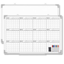 Lincia 36" x 24" Magnetic Horizontal Yearly 12 Month Dry Erase Calendar for Wall 2025 Undated Dry Erase Wall Calendar Planner Aluminum Frame Whiteboard for Home Office Projects Fridge
