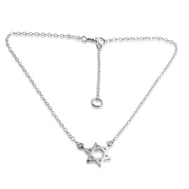 AZAGGI 925 Sterling Silver Anklet Star of David Pendant Ankle Foot Chain Ankle Bracelet Charm Jewish Religious Symbol