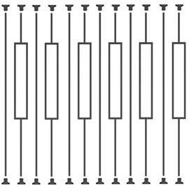 SIMESOVE 12 Pack Wrought Iron Balusters, 1/2 x 44 Hollow Rectangular Metal Staircase with 24 Swivel Shoes, Indoor or Outdoor Stairs, Deck and Terrace Railings, Matte Black