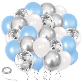50 pcs Balloons Glitter Confetti Balloons Decoration Set Wedding Anniversary Children's Party Cultural Festival Birthday Party Decoration Birthday Decoration (Light Blue)