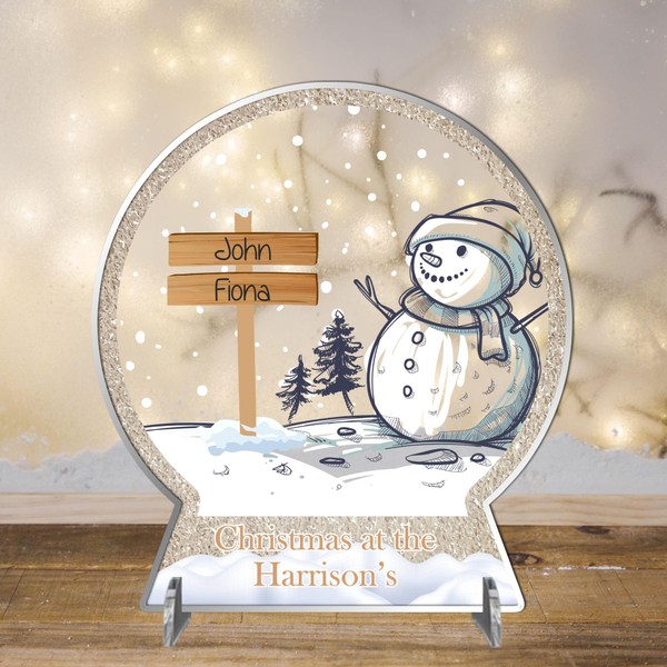 Personalised Christmas Snow Globe - Elegant Black Glitter Effect Design