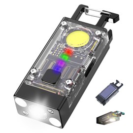 Snugrance USB-C EDC Flashlight, LED COB 600 Lumen, Pocket Keychain Flashlight with Magnetic Base, Solar Charging, for Checking Outdoor (Cool White/UV/Red/Blue/Green)