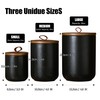 JOJUNO Black Ceramic Canister Set with Wooden Lid, 3-Piece Airtight