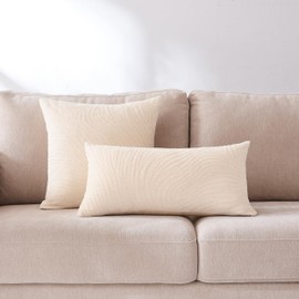 Lush Decor x Chuks Collins Swirls & Gills Velvet Decorative Pillow Cover Single 12" W x 22" L Cream - 12x22 Pillow Cover - Beaded Pillows - Luxury Throw Pillows for Bed, Couch or Chair