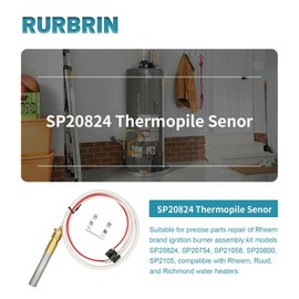 RURBRIN LP Thermopile Senor SP20824 for Water Heater Compatible with Rheem Ruud and Richmond Pilot Burner Kit SP20754 SP21058 SP20800 SP21096 SP20739