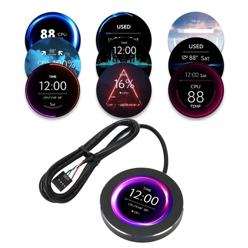 Liquid Cooler LCD Screen 2.1in IPS Round 480x480 Dimmable Multifunction