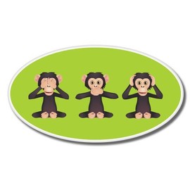 Monkeys See No Evil Hear No Evil Vinyl Sticker - Car Phone Helmet - Select Size