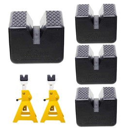 Pinch Weld Jack Adapter - Universal Jack Stand Pads - 3 or 6 Ton Jack Stands (4 Pack) Rubber Slotted Frame Rail Protector Cushion – Protect Pinch Welds and Stop Slipping with Jack Stand Pad adaptors