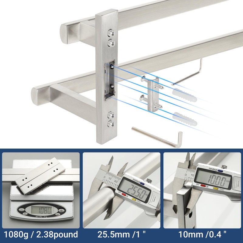 SAYAYO Double Towel Bar for Bathroom, 31.5 Inch Brushed Nickel