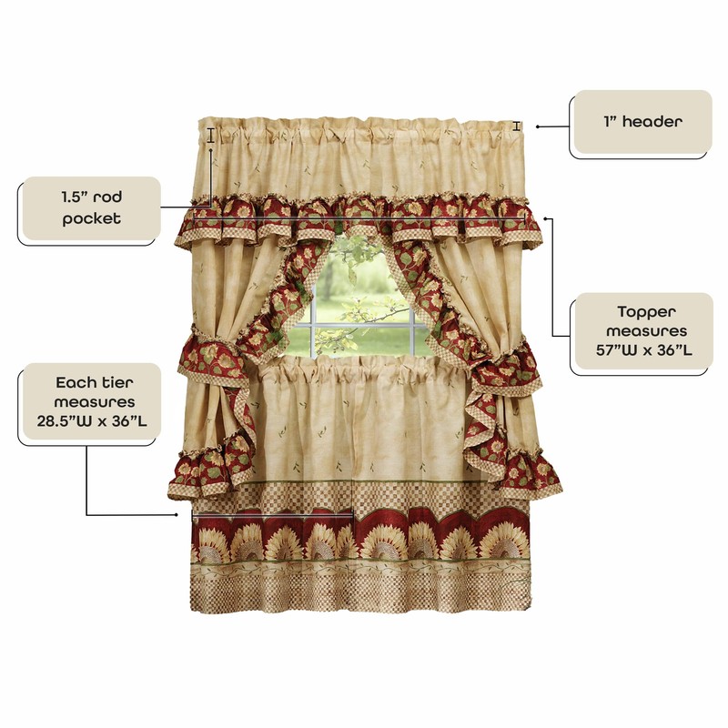 Achim Home Furnishings Sunflower Cottage Set, 36-Inch, Antique