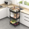 Sywhitta Sywhitta 3-Tier Plastic Rolling Utility Cart with Handle, Multi-Functional
