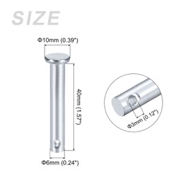 METALLIXITY 20pcs 6mm x 40mm Single Hole Flat Head Carbon Steel Fastener Pins for Metal Equipment Furniture Installation Industrial DIY