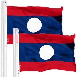 G128 2 Pack: Laos Laotian Flag  3x5 Ft  LiteWeave Pro Series Printed 150D