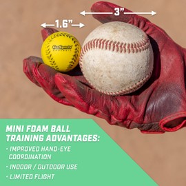 GoSports Mini Foam Baseballs for Pitching Machines and Batting Accuracy Training - 20 or 50 Pack