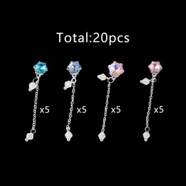 Multicolor Tassel Chain Alloy Nail Art Decorations, 20 Pieces，Nail Charms with Rhinestones, Pendant Nail Art Accessories, Nail Art Supplies for Women and Girls, Nail Art Jewelry