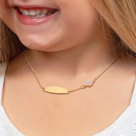 Rockyu Allure Necklace, Kids, Gold, Stainless Steel, Butterfly Shaped, Drop Resin Chain, Cute, Birthday, Gift, Present, Stainless Steel, No Gemstone