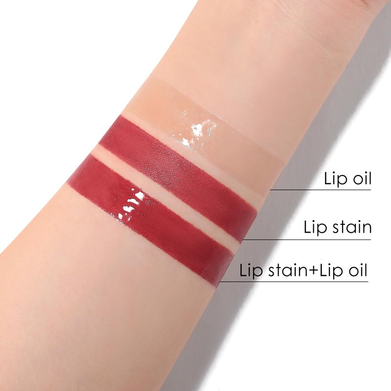 FOCALLURE 2-in-1 Lip Stain & Gloss Oil, Long-Lasting Transfer Proof