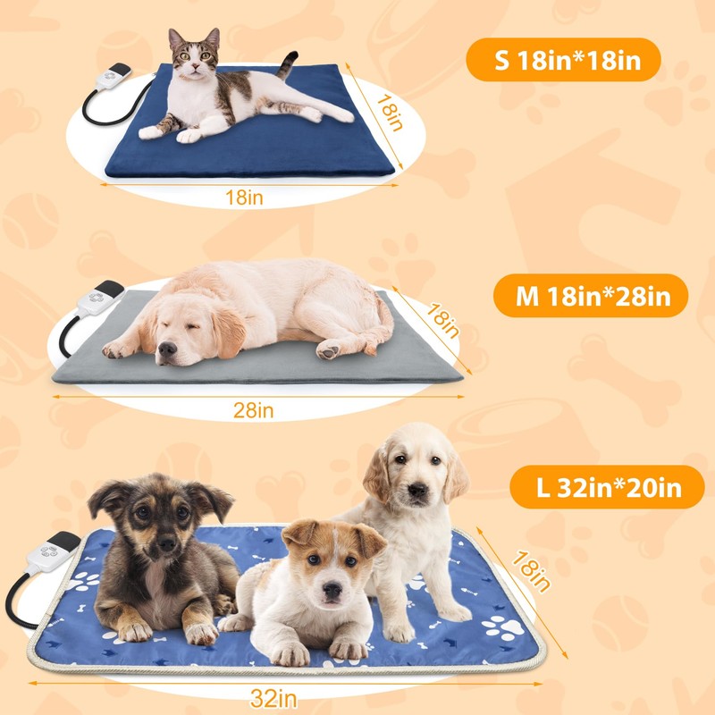Dog Heating Pad 34"*21" for Outdoor Cat, Heated Dog Bed