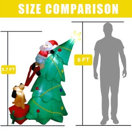 MorTime 5.7 FT Christmas Inflatable Santa Claus Clambing Tree, Blow up Lighted Xmas Yard Decor with LED Lights for Christmas Outdoor Yard Party Shopping Mall Decorations
